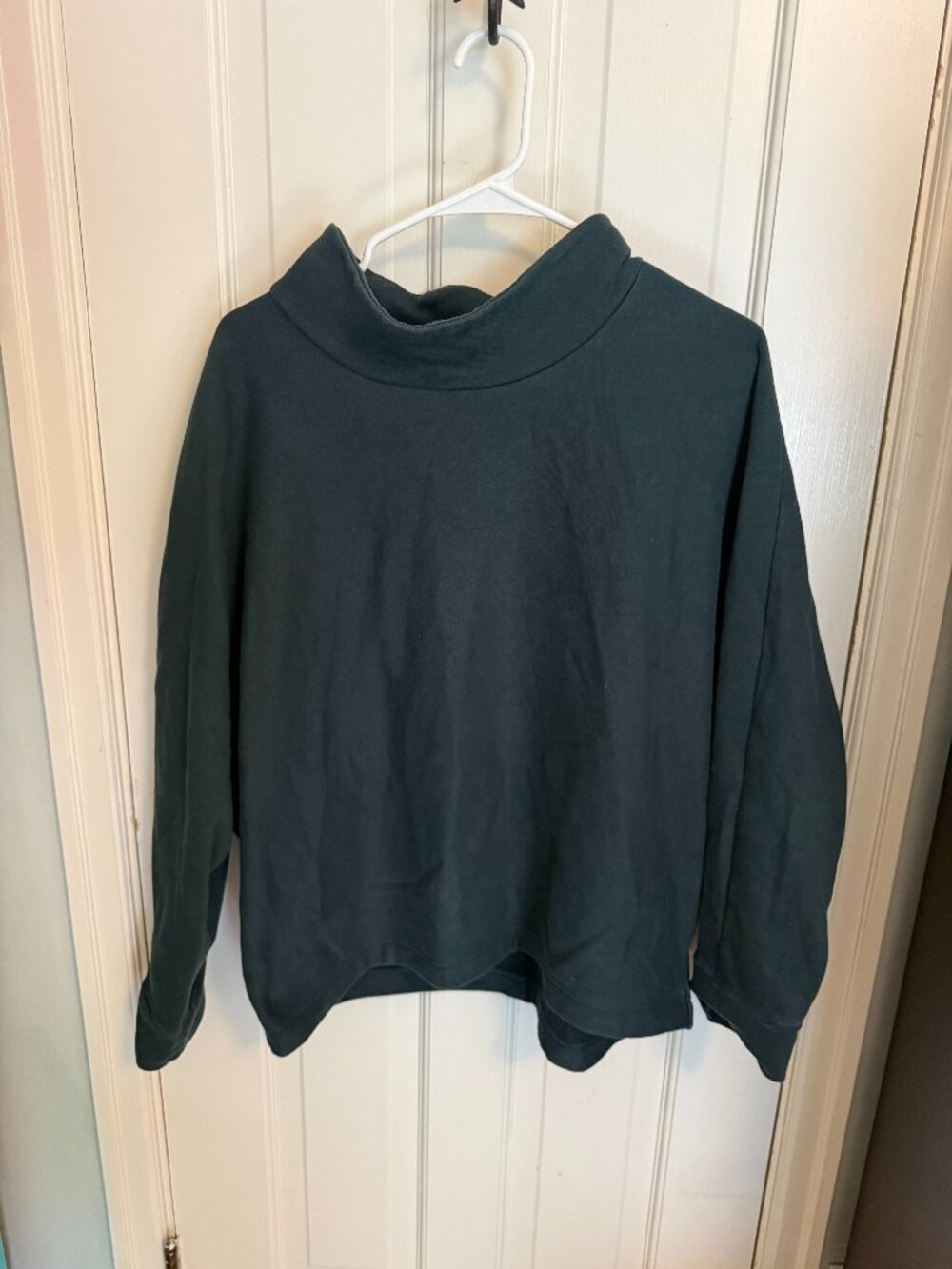 Banana Republic Women’s Large Ocean Emerald Green Mock Neck Fleece Pullover Top